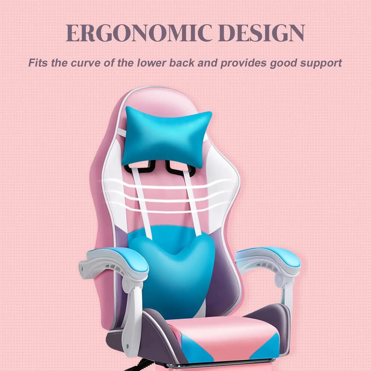 RGB LED Gaming Chair for Adults with Speakers, Ergonomic Gaming Chair, Reclining Computer Gaming Chair with Lumbar Support & Adjustable Height