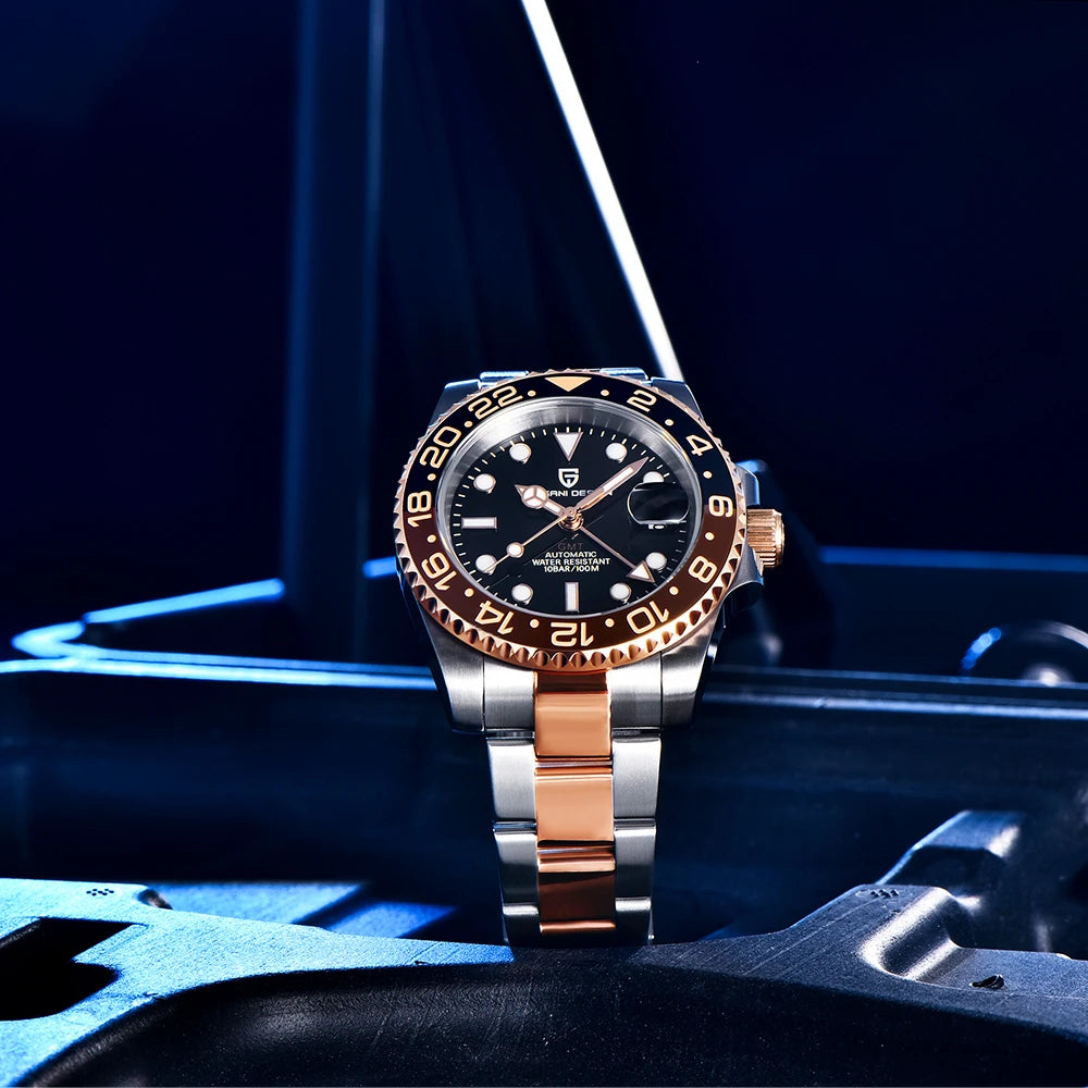2026 Nuevo reloj mecánico de lujo para hombre PAGANI DESIGN, acero inoxidable, GMT, marca líder, cristal de zafiro, reloj para hombre