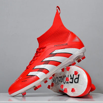Nouvelles chaussures de football professionnelles pour hommes, crampons de football antidérapants TF/FG, baskets pour garçons, chaussures de sport confortables à la cheville, unisexes