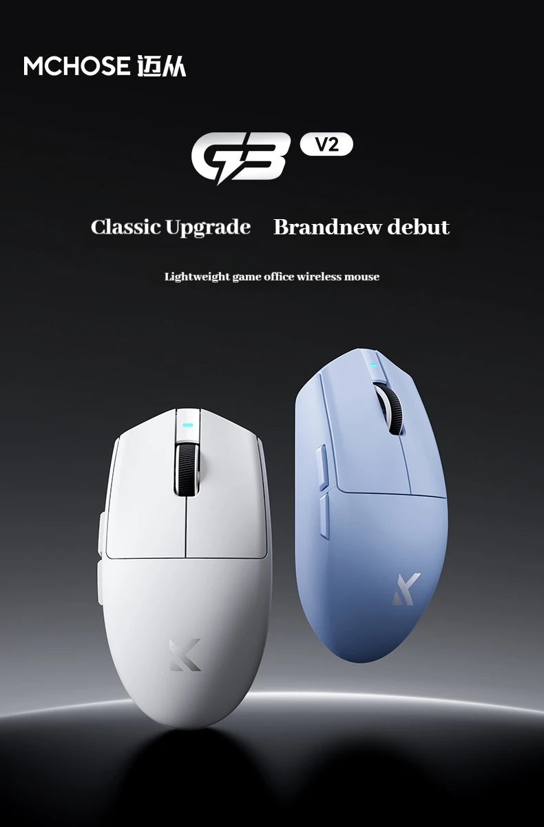 MCHOSE G3 V2 Pro trådløs gamingmus, tri-mode Bluetooth, 800mAh, genopladelig, let, tilpasset ergonomi, esportsmus