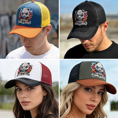 Styl unisex – fajna czapka z daszkiem z haftem pandy, eleganckie czapki typu trucker dla mężczyzn i kobiet, oddychająca czapka letnia do noszenia na co dzień i na świeżym powietrzu