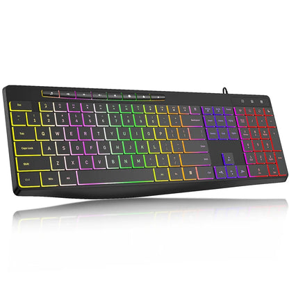 New Wired Light Backlit RGB Mute Keyboard  Desktop Notebook Home Business For Office Ultra Thin USB office home
