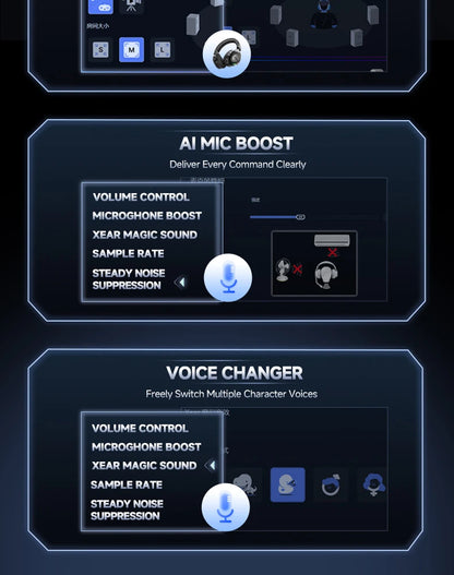 HaaYot Professional Wireless Gaming Headset Bluetooth 6.0 with 7.1 Surround Sound, Low Latency 15ms Gaming Headphones with Mic for PC PS5 Switch Mobile