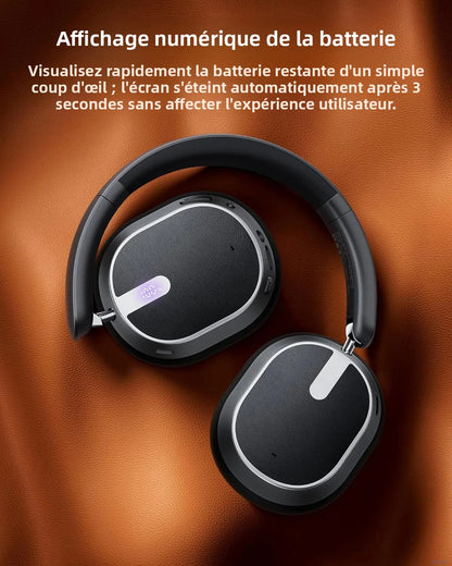 Active Noise Cancelling Headphones Bluetooth 6.0 Wireless Over-Ear Headphones with 120H Battery, 6-Mic ENC Calls, LED Power Display & Spatial Audio