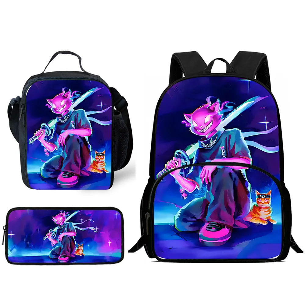 Hot Game Design Child Backpacks Lunch Bag Pencil Case Pupil Large Capacity School Bags For Boy Girl Best Gift F-FortniteS
