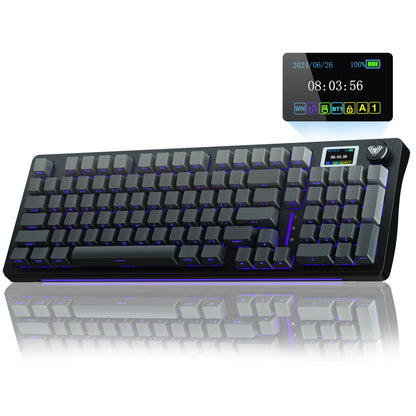 AULA S98pro Wireless Mechanical Keyboard Gasket Hot-swap Gaming Keyboard with Mini TFT Color Screen and Multi-function Knob
