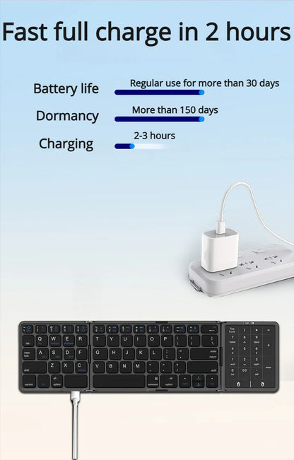 New Three-Fold Folding Bluetooth Keyboard With Touchpad Portable Foldable Keyboard For PC Mac Smartphone IPad