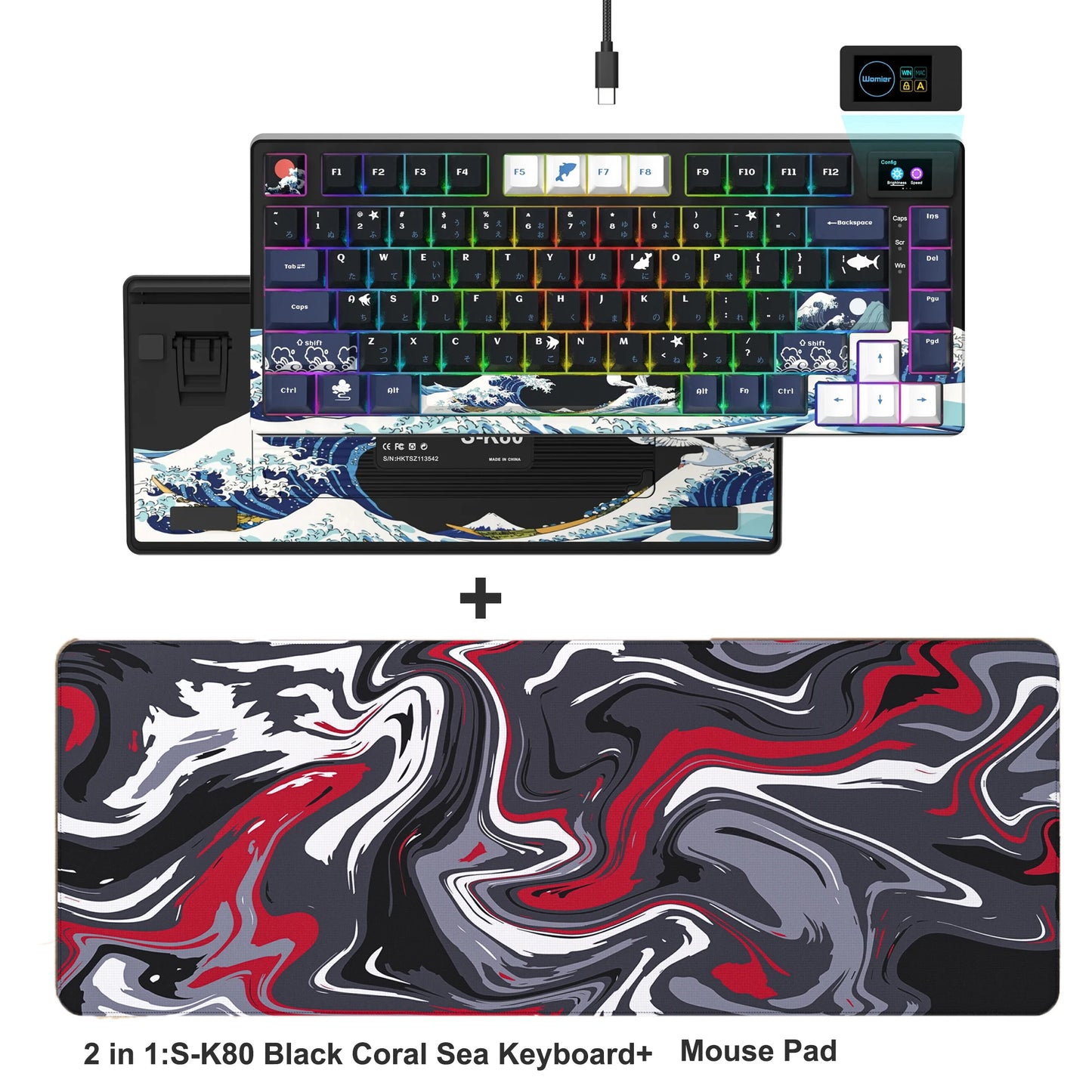 Womier S-K80 75% Keyboard with Color OLED Display Mechanical Gaming Keyboard Hot Swap Keyboard Gasket Mount RGB Custom Keyboard