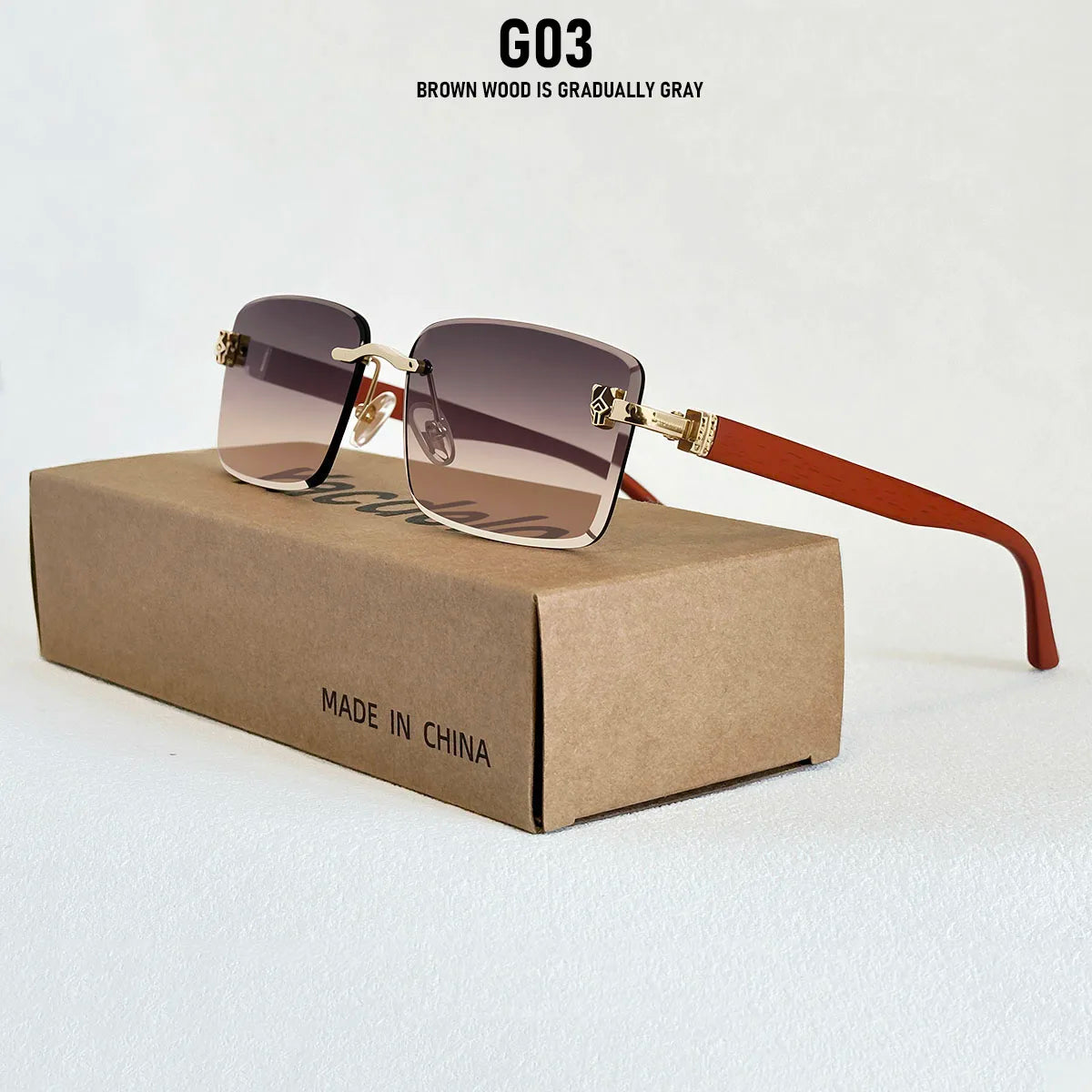 Square Sunglasses Women Luxe 2026 Rimless Sunglass Men Wooden Fashion Glasses Vintage Dropshipping Gafas De Sol Hombre Zonnebril