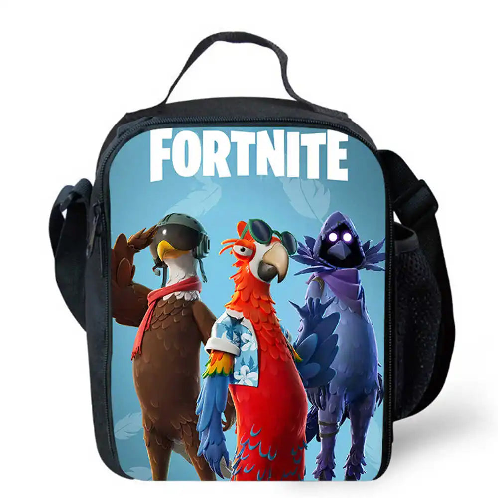 Lunch-Taschen für Kinder, Cartoon-Fortnite-Schul- und Picknicktaschen für Mädchen und Jungen, isolierte Kühltaschen für Kinder, tragbar und leicht