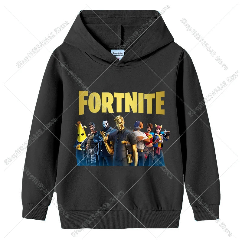 Fortnite-Kinder-Hoodies für den Herbst, Kapuzen-Sweatshirt für Jungen und Mädchen, dünner Trainingsanzug, langärmelige Pullover-Oberteile, Sportbekleidung, Kinderkleidung