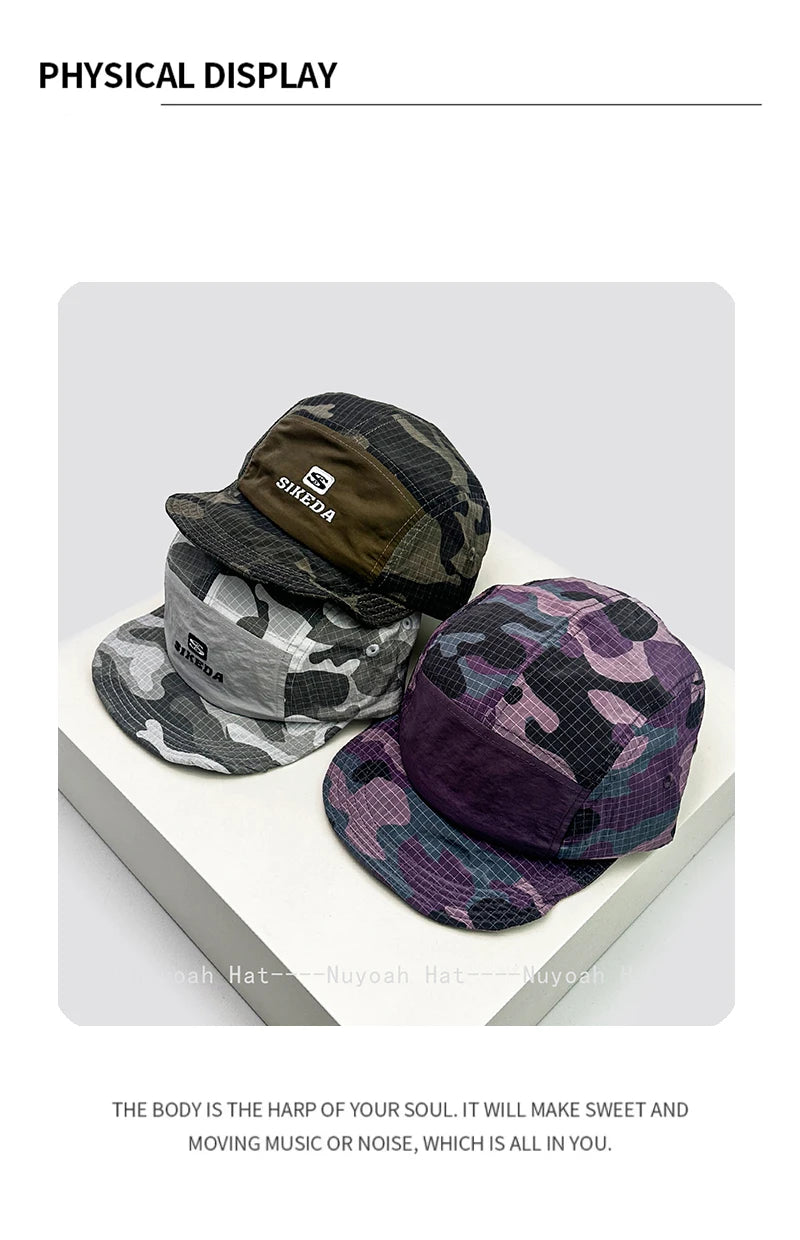 New Unisex CAMO Quick Drying Letter Embroidery Baseball Hats Sunshade Color Block Breathable Personal Peaked Caps Versatile ins