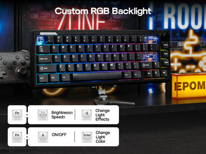 EPOMAKER Magcore65 Lite 65% US QWERTY Layout Wired/BT/2.4Ghz Wireless Mechanical Gaming Keyboard 8K Polling Analog Switch