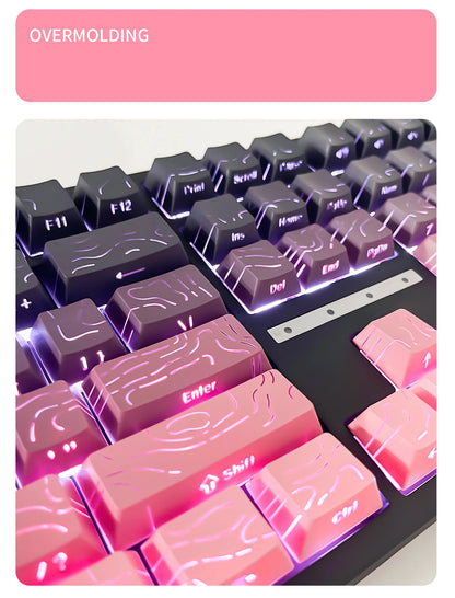 Topographic 4.0 Side Printed Keycaps Cherry Profile Double Shot PBT Keycaps for MX Switch Mechanical Keyboard with ISO Enter Shine Through Keycaps