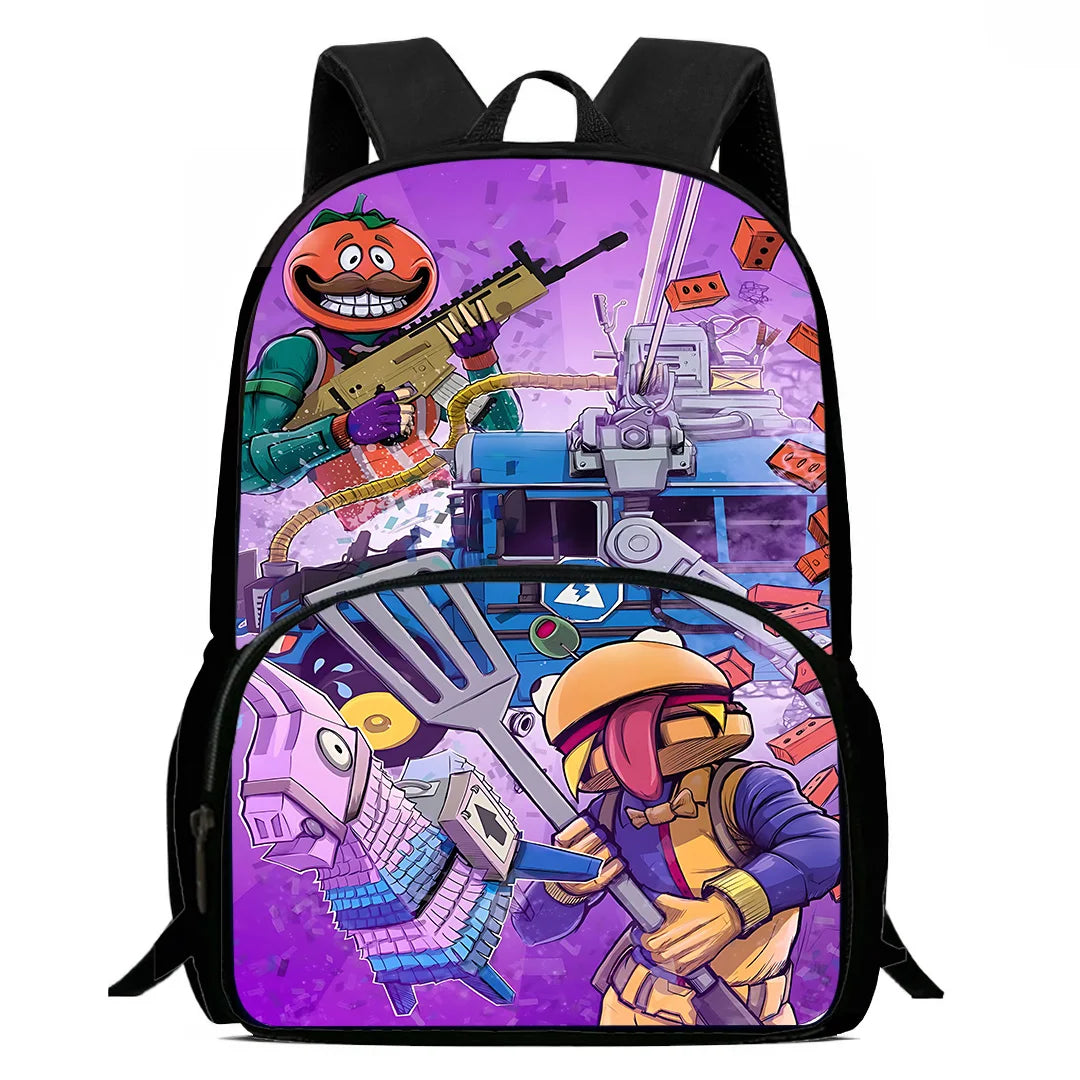 Hot-Game-Kinderrucksäcke mit Lunchbag und Federmäppchen, große Schultaschen für Schüler, Design F – FortniteS, für Jungen und Mädchen, ideales Geschenk