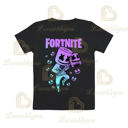 Cartoon-T-Shirt für Jungen und Mädchen, Fortnite-T-Shirt Battle Royale 3D, 3 bis 14 Jahre, Victory Royale, Gaming-Oberteil für Kinder und Teenager