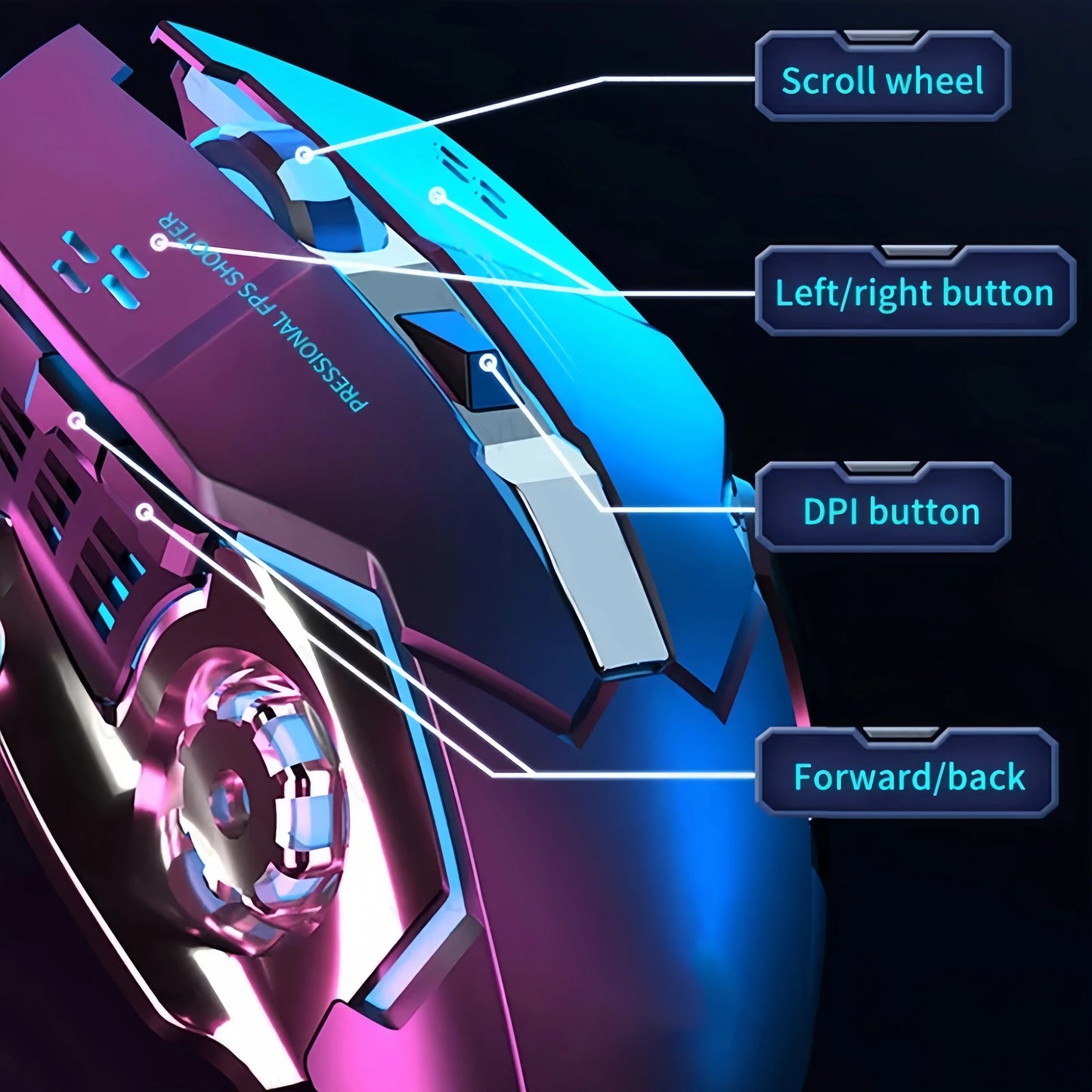 Újratölthető vezeték nélküli gaming egér – csendes Bluetooth/USB, RGB háttérvilágítás, e-sporthoz PC-re