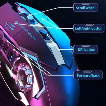 Újratölthető vezeték nélküli gaming egér – csendes Bluetooth/USB, RGB háttérvilágítás, e-sporthoz PC-re