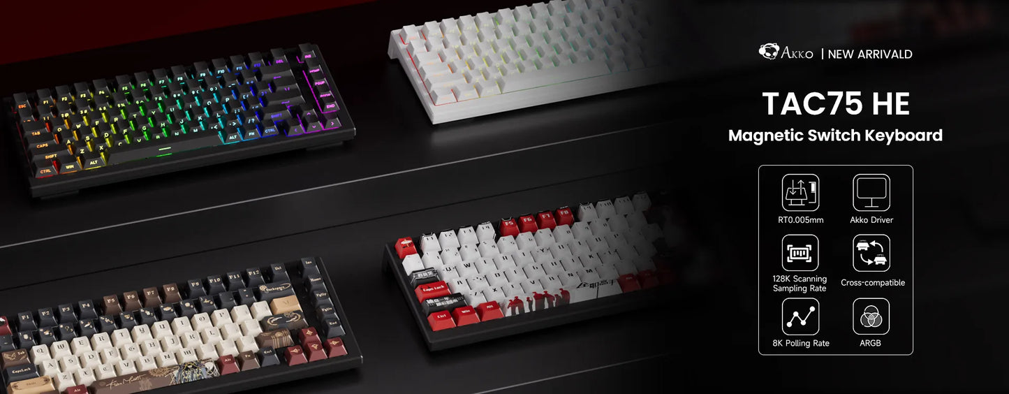 Akko TAC75 HE Magnetic Keyboard 75% Magnetic Switch Rapid Trigger 0.005mm ARGB 8K Polling Rate Wired Gamer Customized Keyboard