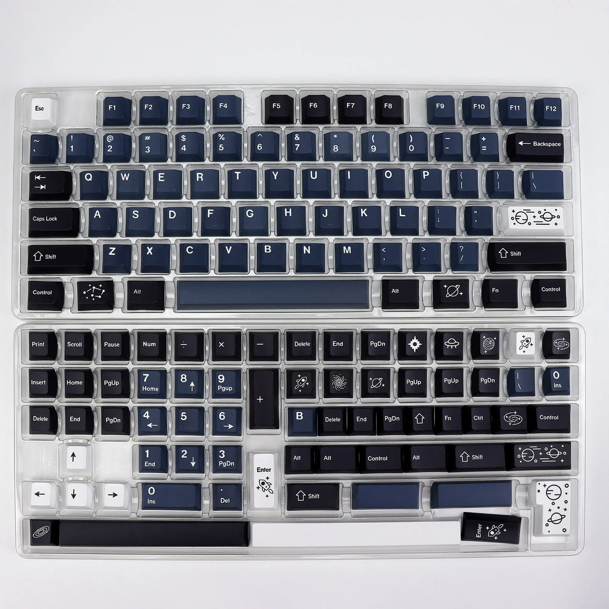 „KBDiy Clone GMK Galaxy“ PBT retro klavišų dangteliai, skirti „Aula 60“ mechaninei klaviatūrai, žaidėjams, su atskirtu tarpo klavišu, „Cherry“ profilio „Alice“ klavišų dangteliai