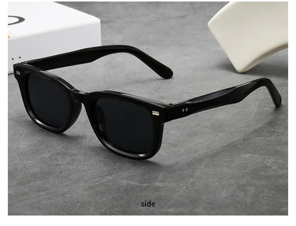 Men's Thick Framed Retro Brown Sunglasses Narrow Framed Hip-hop Style Rapper Eyewear Vacation Sunglasses UV400