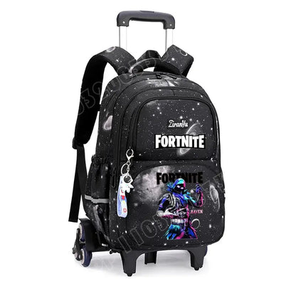 Fortnite Trolley Bag Easy Stair Climbing Anime Waterproof Wheeled Backpack Large Capacity Student Schoolbag Casual Travel Bag