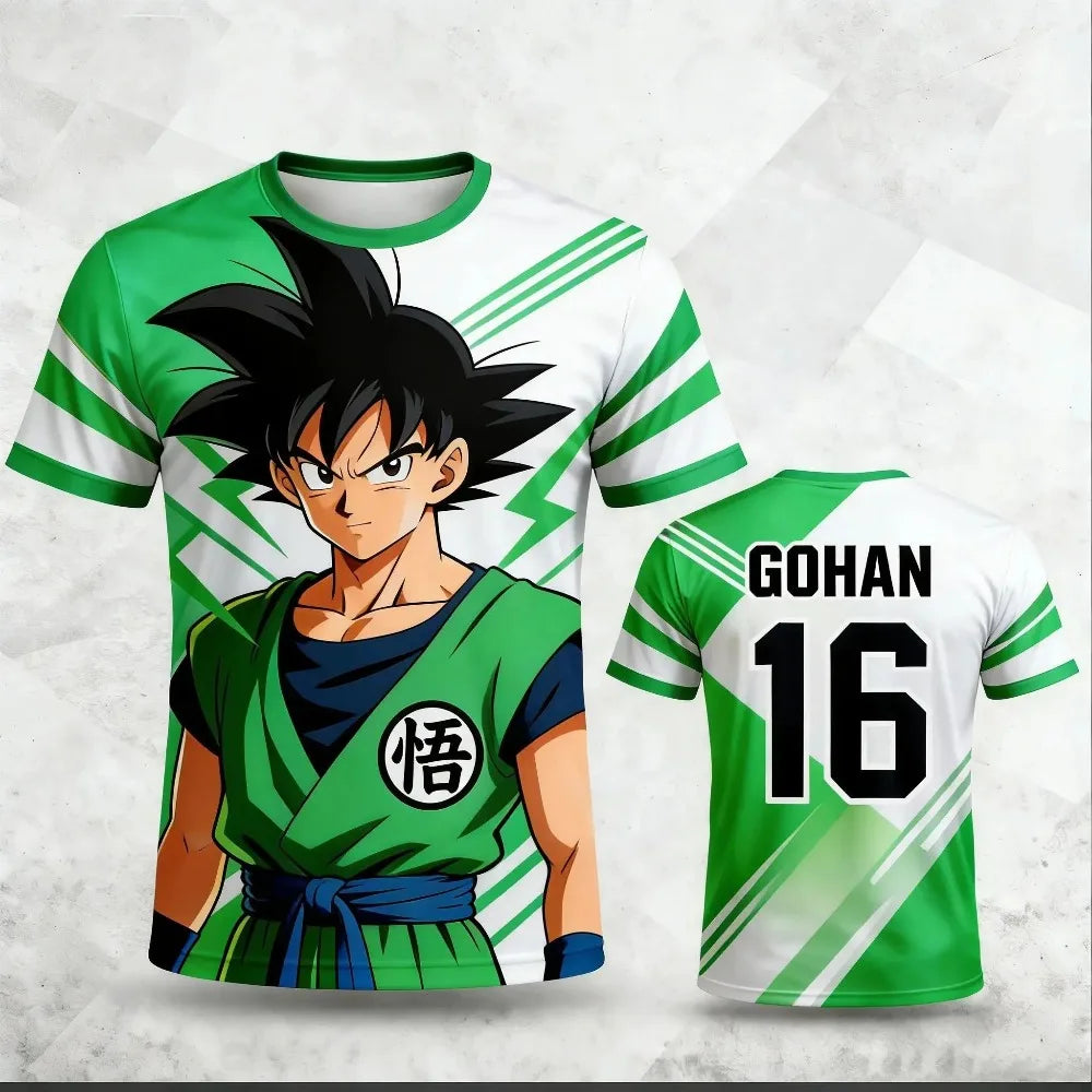 2026  New  Men's "Dragon Ball" 3D Printed Anime Style T-shirt Children's Fashion Casual Football  Sports Short-sleeved