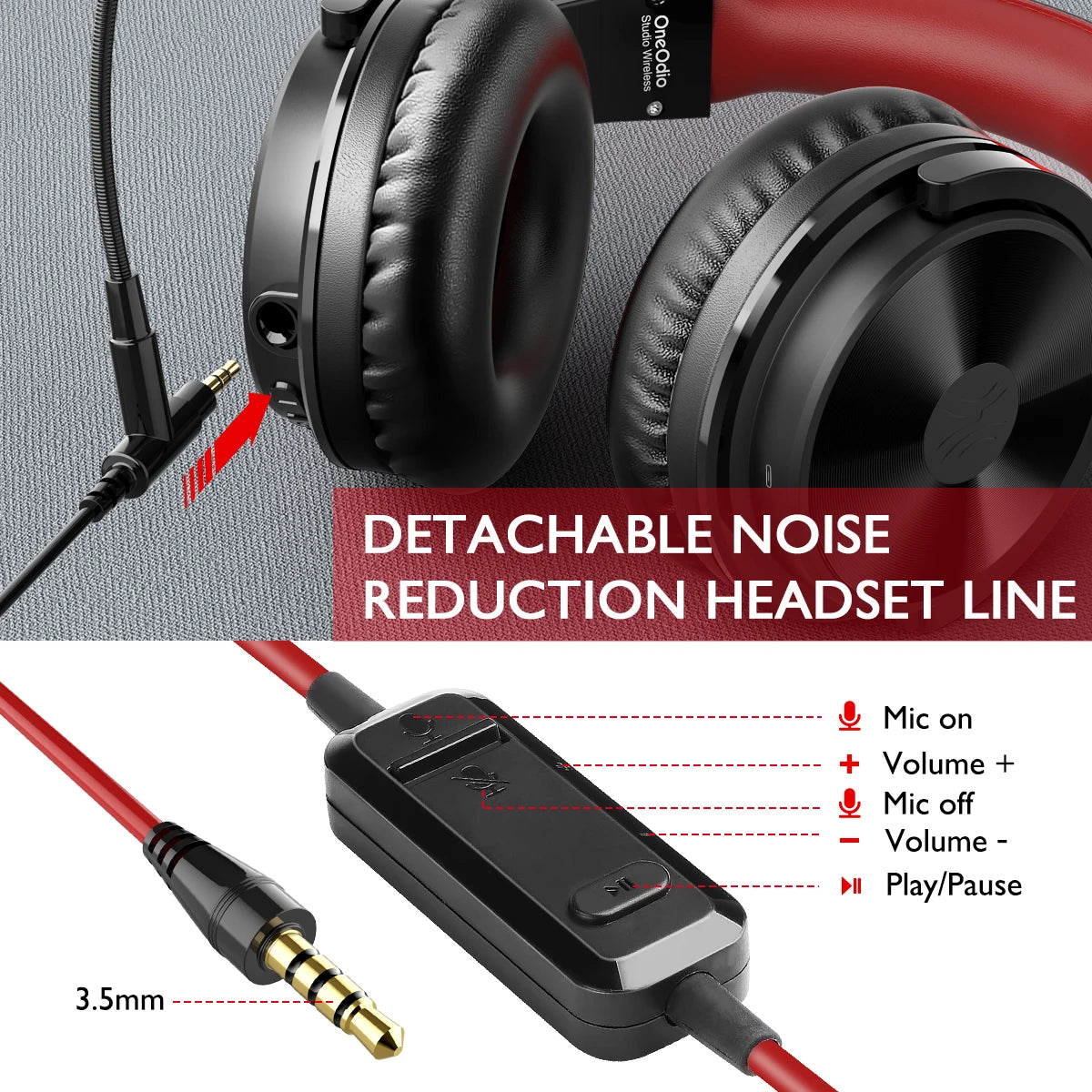 OneOdio 110H Wireless Bluetooth 5.2 Gaming Headset – 110H Battery Life, Deep Bass Over-Ear Headphones with Microphone, Wired & Wireless 2-in-1 PC PS4 Headset