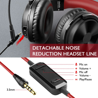 OneOdio 110H Wireless Bluetooth 5.2 Gaming Headset – 110H Battery Life, Deep Bass Over-Ear Headphones with Microphone, Wired & Wireless 2-in-1 PC PS4 Headset