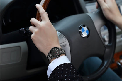 Zegarek męski Hannah Martin, koperta ze stali nierdzewnej, mechanizm kwarcowy, tarcza o średnicy 41 mm, styl biznesowy, z funkcją kalendarza (imitacja)
