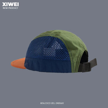Summer Color Matching Embroidered Quick-drying Hat Men and Women Outdoor Sports Breathable Mesh Sunshade Five-panel Baseball Cap