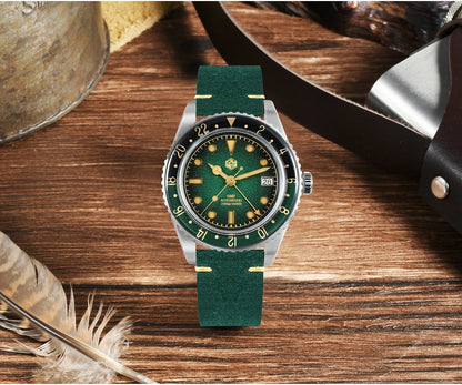 2025 New San Martin SN0134 Men Watch NH34 GMT Sandwich Dial 40mm Bidirectional Sapphire Bezel Luxury Sports Watch 20Bar Watches