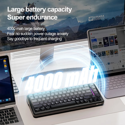 Attack Shark M86 Wireless Mechanical Keyboard 75% Compact RGB Backlit Hot-Swappable Side-Printed PBT Keycaps Tri-Mode 4000mAh