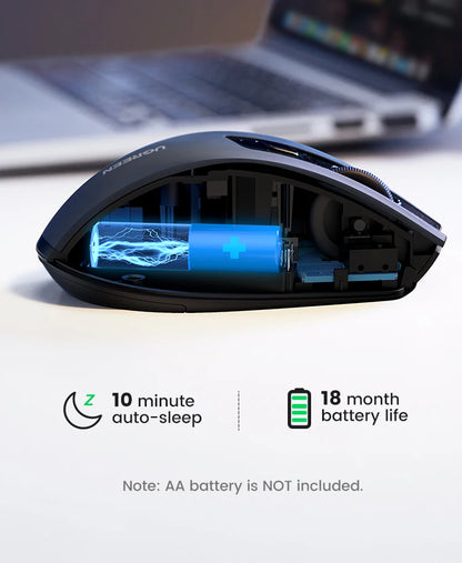UGREEN Wireless Ergonomic Mouse 4000 DPI Silent Wireless Mouse with 6 Buttons, 2.4G & Bluetooth Ergonomic Mouse for Laptop, MacBook, PC & Tablet