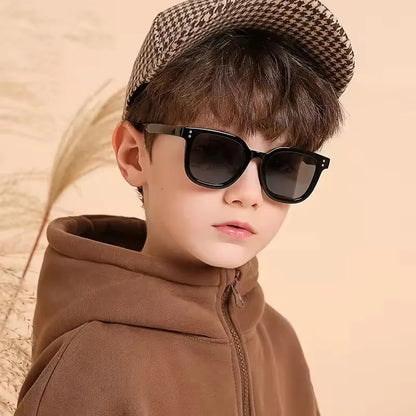 KLASSNUM 2026 Trendy Children's Sunglasses Large Square Black Sun Glasses 2-8 Years Kids Girls Boys Sunglass for Travel Outdoor