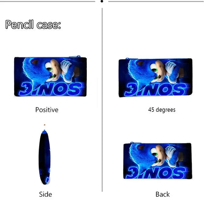 2025 New Arrival Sonic School Bag Lunch Bag Pencil Case Boys Girls Daily Use Book Cartoon Book Bags For Kids Christmas Gift