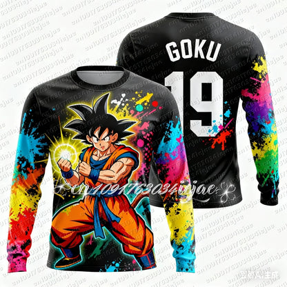 2026 Anime Dragon Ball Z Comfortable and Breathable Special Football Long Sleeve T-shirt Kids Goku Sports Quick-Drying Clothing
