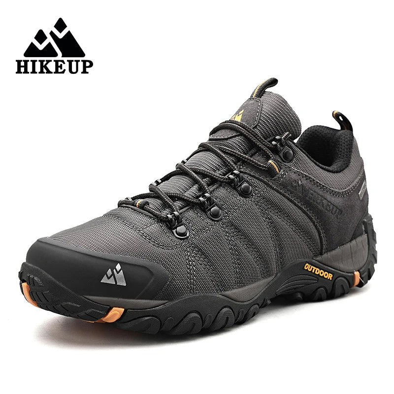 HIKEUP miesten neljän vuodenajan vaelluskengät – ulkoiluun ja urheiluun, aitoa nahkaa, kulutusta kestävät kiipeilykengät, kumipohjaiset trekking-sneakerit
