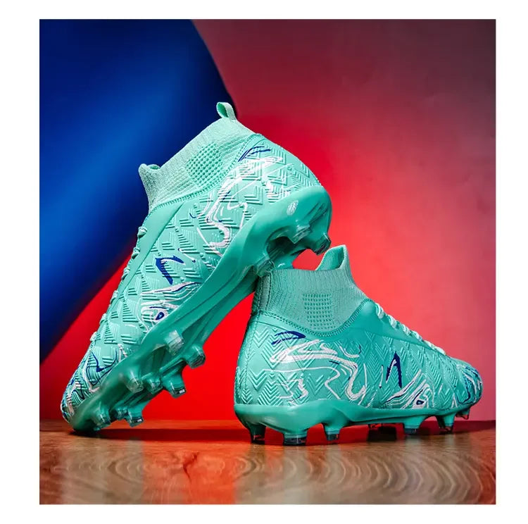 Chaussures de football élégantes à tige haute, design robuste avec crampons longs, résistantes à l'usure et antidérapantes pour l'entraînement sportif en extérieur