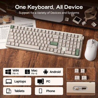 EPOMAKER RT100 PRO 100% ANSI US Layout Gasket Wired/Bluetooth/2.4Ghz Wireless Mechanical Keyboard 1.54” Screen & Volume Knob