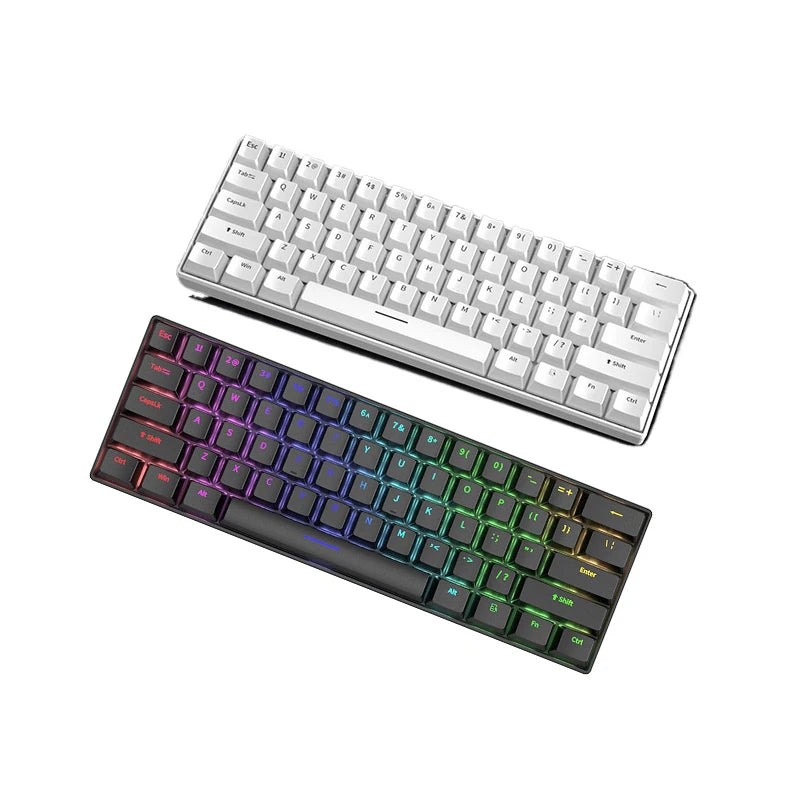 Mechanical keyboard Gamer keyboards mini Usb 61-Key Computer 60% kit upgrade Wired ergonomic semi mechanical white teclado pc