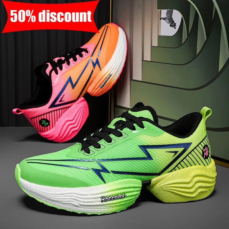 Paire de chaussures de sport professionnelles pour marathon, confortables, de jogging, amortissantes, d’entraînement, à fort rebond, antidérapantes, de course