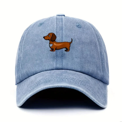 Cute Sausage Dog Pattern Printed Baseball Hat with Adjustable Snap Button Lightweight Valentine's Day Gift