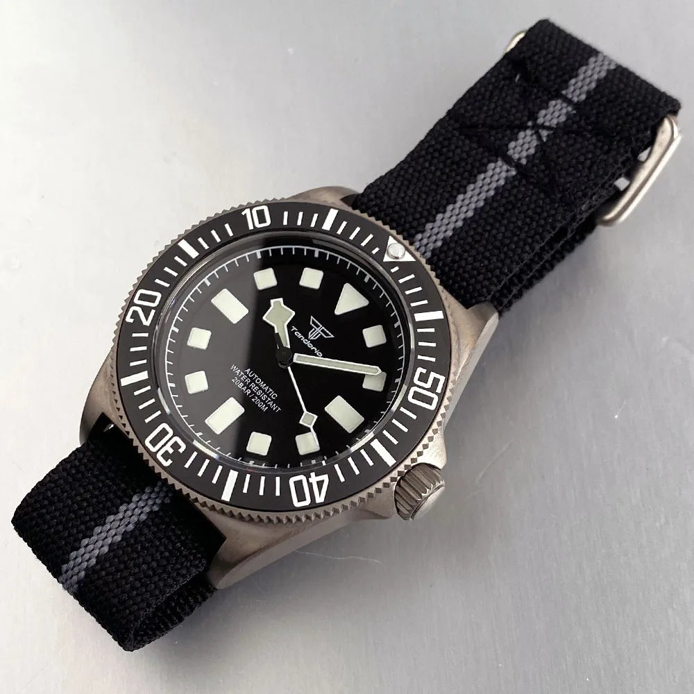 Titanium Case Tandorio 42mm Retro FXD NH35 PT5000 Mechanical Men's Watch Sapphire 200M Diver Watches Luminous Watches for Men