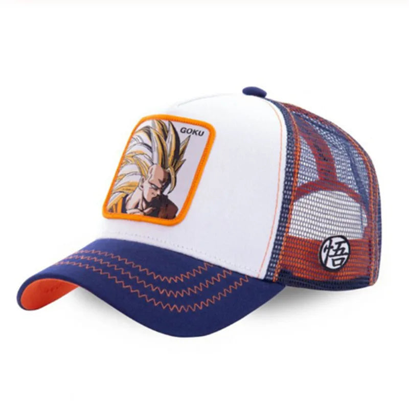 Casquette Dragon Ball Son Goku pour l'été, casquette de voyage à visière, casquette pour homme brodée, style hip-hop en maille, visière pare-soleil, casquette de baseball, sport de plein air