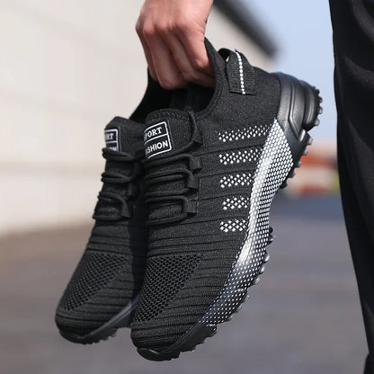 Lediga sneakers för män i mesh, lätta och ventilerande, med mjuk sula – slip-on-löparskor, låga loafers och träningsskor för män