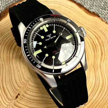 Tandorio Red Blue 40mm PT5000 Japan NH35A Mechanical Automatic Dive Men Watch 20ATM Waterproof Domed Sapphire Screw Crown Reloj