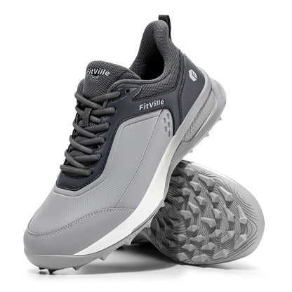 FitVille Chaussures de golf larges pour hommes, imperméables, athlétiques, décontractées, professionnelles, antidérapantes, sans crampons, avec soutien de la voûte plantaire