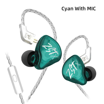 Écouteurs intra-auriculaires KZ ZSTX 1BA 1DD hybrides, câble détachable plaqué argent, écouteurs filaires HiFi pour la musique et les jeux