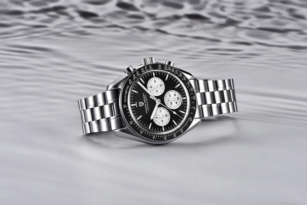 Zegarek PAGANI DESIGN Moon – luksusowy męski chronograf kwarcowy w sportowym stylu, szafirowe szkło z powłoką antyrefleksyjną, luminescencyjny wyświetlacz